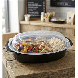 Récipient Ovale Noir en PP avec Couvercle 600ml 115,4x22,6cm (300 Utés)