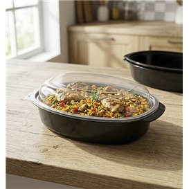 Récipient Ovale Noir en PP avec Couvercle 950ml 115,4x22,6cm (50 Utés)
