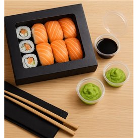 Pot à Sauce Rond en PP avec Couvercle à Charnière 30ml (50 Utés)