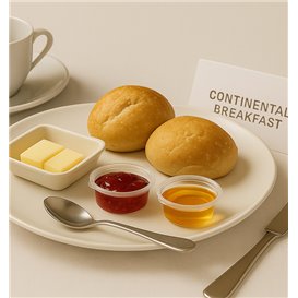 Pot à Sauce Rond en PP avec Couvercle à Charnière 30ml (50 Utés)