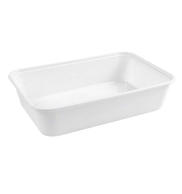 Witte Rechthoekige PP Plastic Bak 500ml 17,3x11,9x3,9cm (500 Stuks)