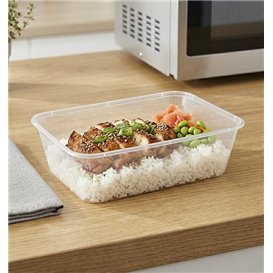 Transparante Rechthoekige PP Plastic Container 650ml 17,3x11,9x5,1cm (500 Stuks)