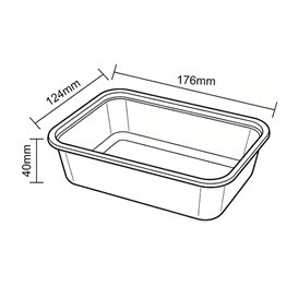 Boîte Rectangulaire en Plastique PP Blanc 500ml 17,3x11,9x3,9cm (500 Utés)