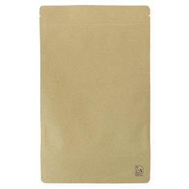 Papieren Doypack Kraft met Zelfsluiting en Venster 12+6x20cm (1.000 Stuks)