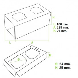 Papieren Cake vorm zak 2 Slot roze 19,5x10x7,5cm (20 stuks) 
