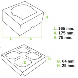 Papieren Cake vorm zak 4 Slot wit 17,3x16,5x7,5cm (20 stuks) 