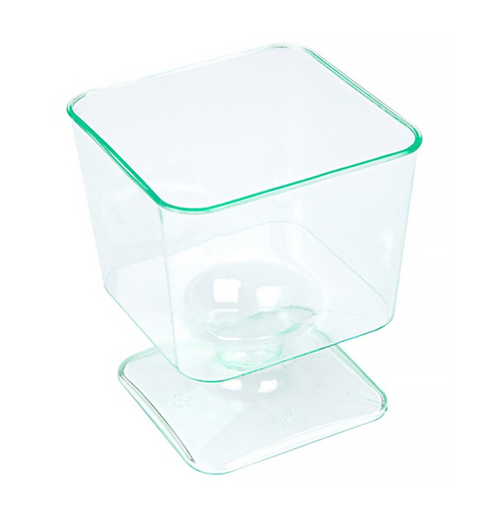 Verre à Pied Plastique Carré Vert Transp. 60 ml Verre à Pied Plastique Carré Vert Transp. 60 ml