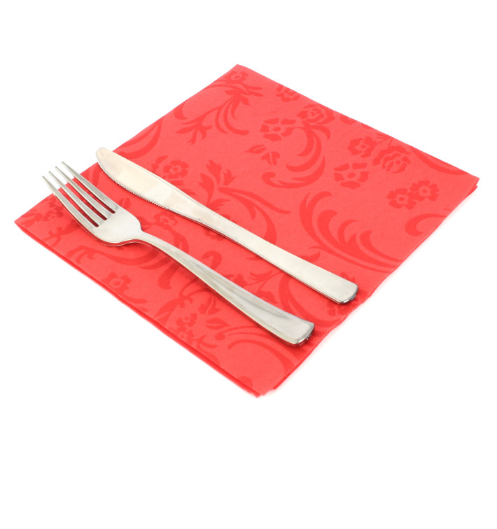 Airlaid Servetten "Damascato" rood 40x40cm 