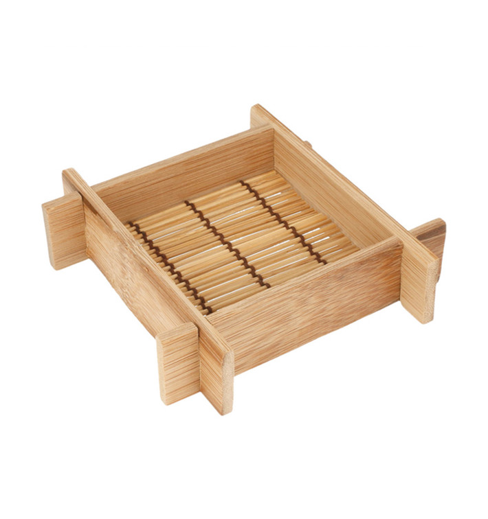 Bamboe wegwerp dienblad 12x12x3cm Bamboe wegwerp dienblad 12x12x3cm