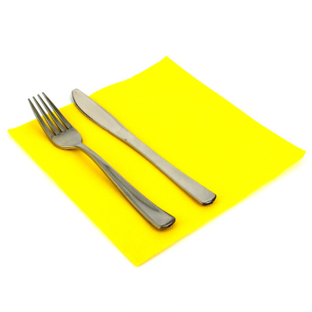 Serviette Papier Molletonnée 40x40 Jaune (1.200 Unités)