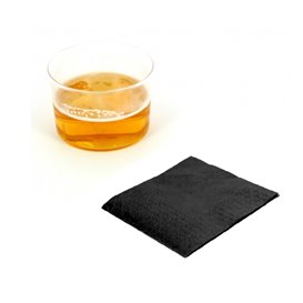 Serviette Papier à Cocktail 20x20cm Noire (6.000 Unités)
