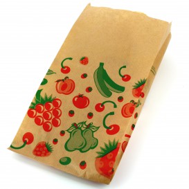 Papieren voedsel zak Fruit Design 14+7x28cm (100 stuks) 