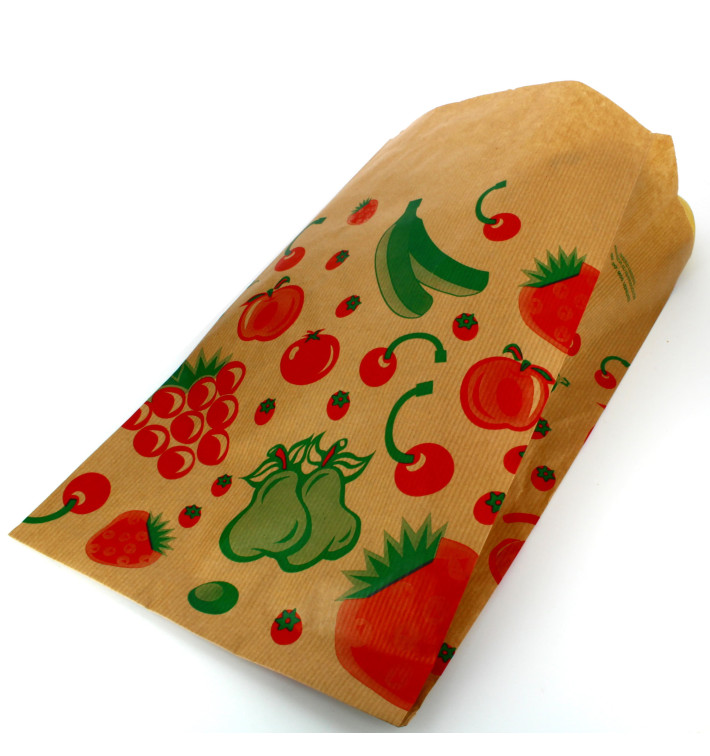Papieren voedsel zak Fruit Design 18+10x32cm Papieren voedsel zak Fruit Design 18+10x32cm