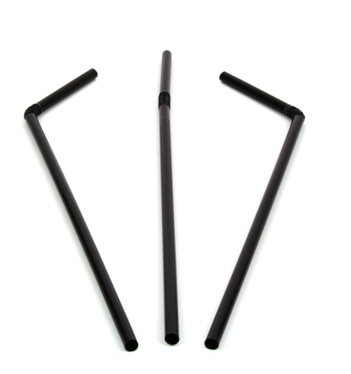 Plastic rietje flexibel PS zwart Ø0,5cm 21cm Plastic rietje flexibel PS zwart Ø0,5cm 21cm