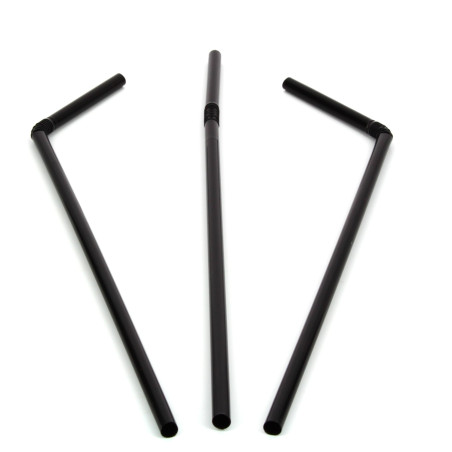 Plastic rietje flexibel PS zwart Ø0,5cm 21cm (20000 stuks)